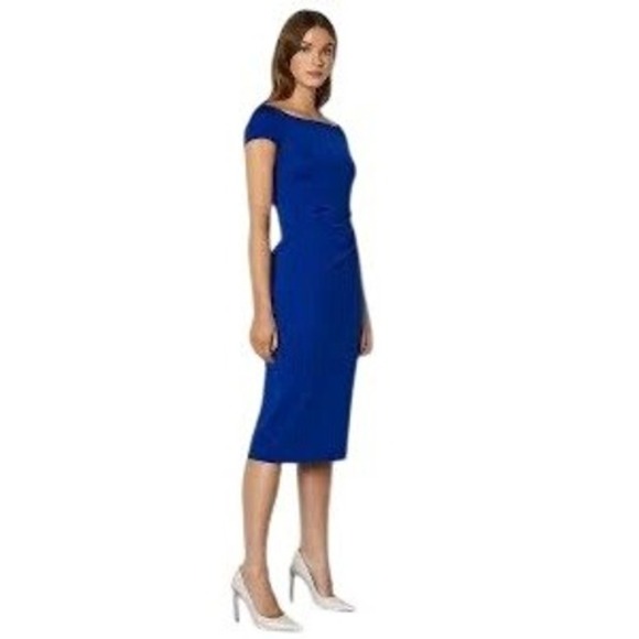 Karen Millen Dresses & Skirts - NWT Karen Millen Blue Italian Fabric Off Shoulder Pencil Midi Dress UK 12 US 8